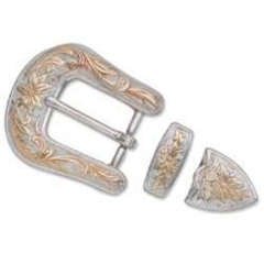 1872-01 Silvery Floral Buckle Set 1`` (2.5 cm) Gold & Silver Plated