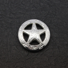 7990-02 Engraved Ranger Star Concho 1-1/4`` (3.2 cm) Silver Plate