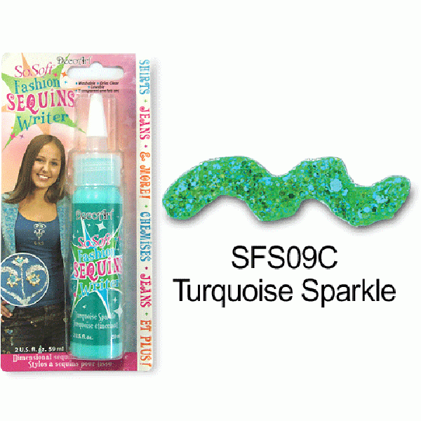 [특가판매]SoSoft Fashion Sequins Writer(직물용 반짝이물감)-SFS09C Turquoise Sparkle